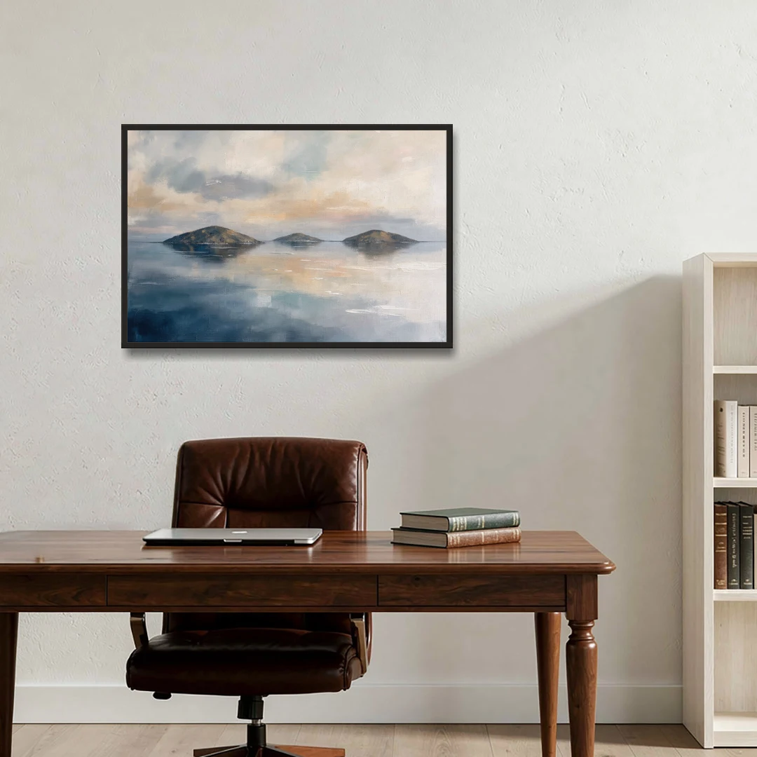 Medical Office Wall Art of Islands at Dusk - Black Framed Canvas Wall Art - Office - 36x24