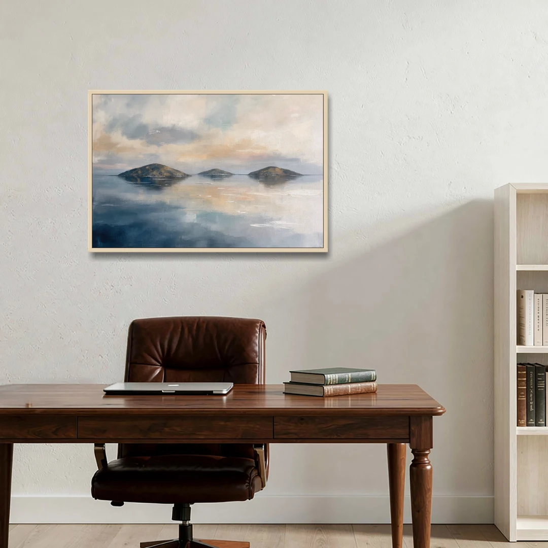 Medical Office Wall Art of Islands at Dusk - Oak Framed Canvas Wall Art - Office - 36x24