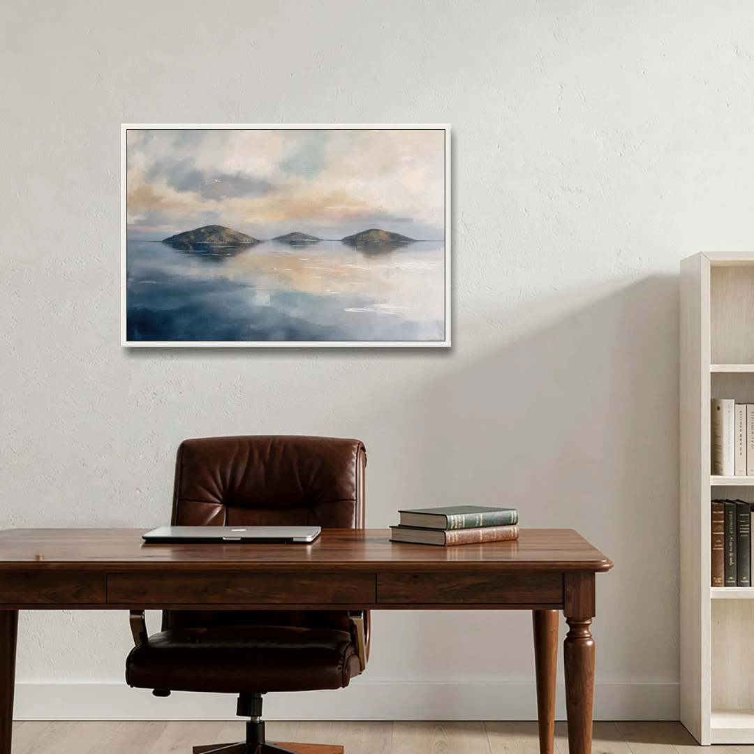 Medical Office Wall Art of Islands at Dusk - White Framed Canvas Wall Art - Office - 36x24