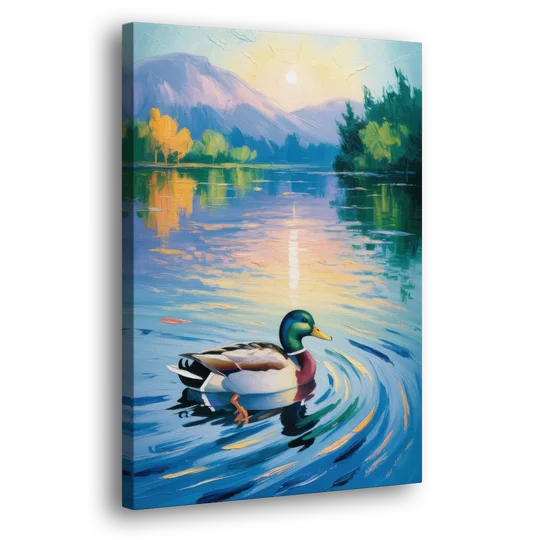 Meditative Mallard Moment - Canvas Wall Art - Side