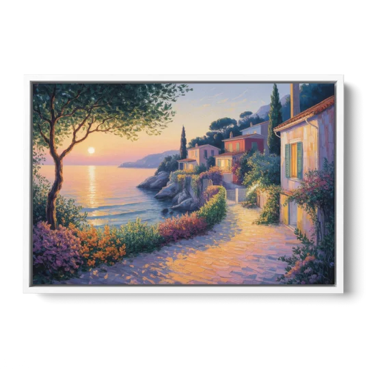 Mediterranean Glow - White Framed Canvas Wall Art - Front
