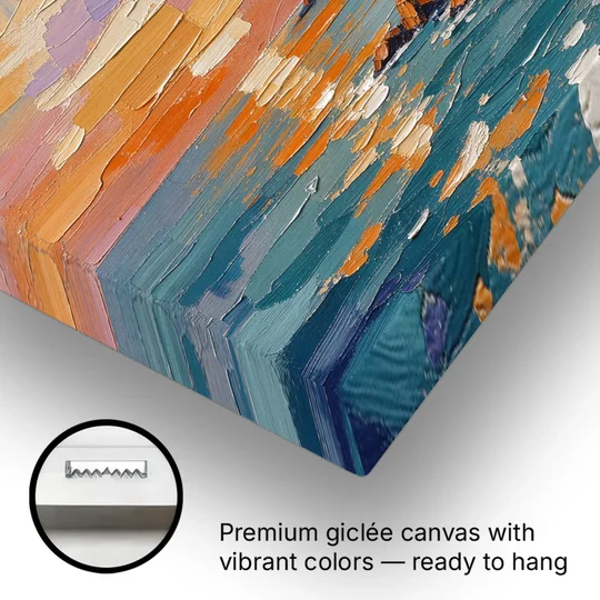 Mediterranean Landscape Painting with Umbrella Pines - Canvas Wall Art - Gallery Wrap Corner