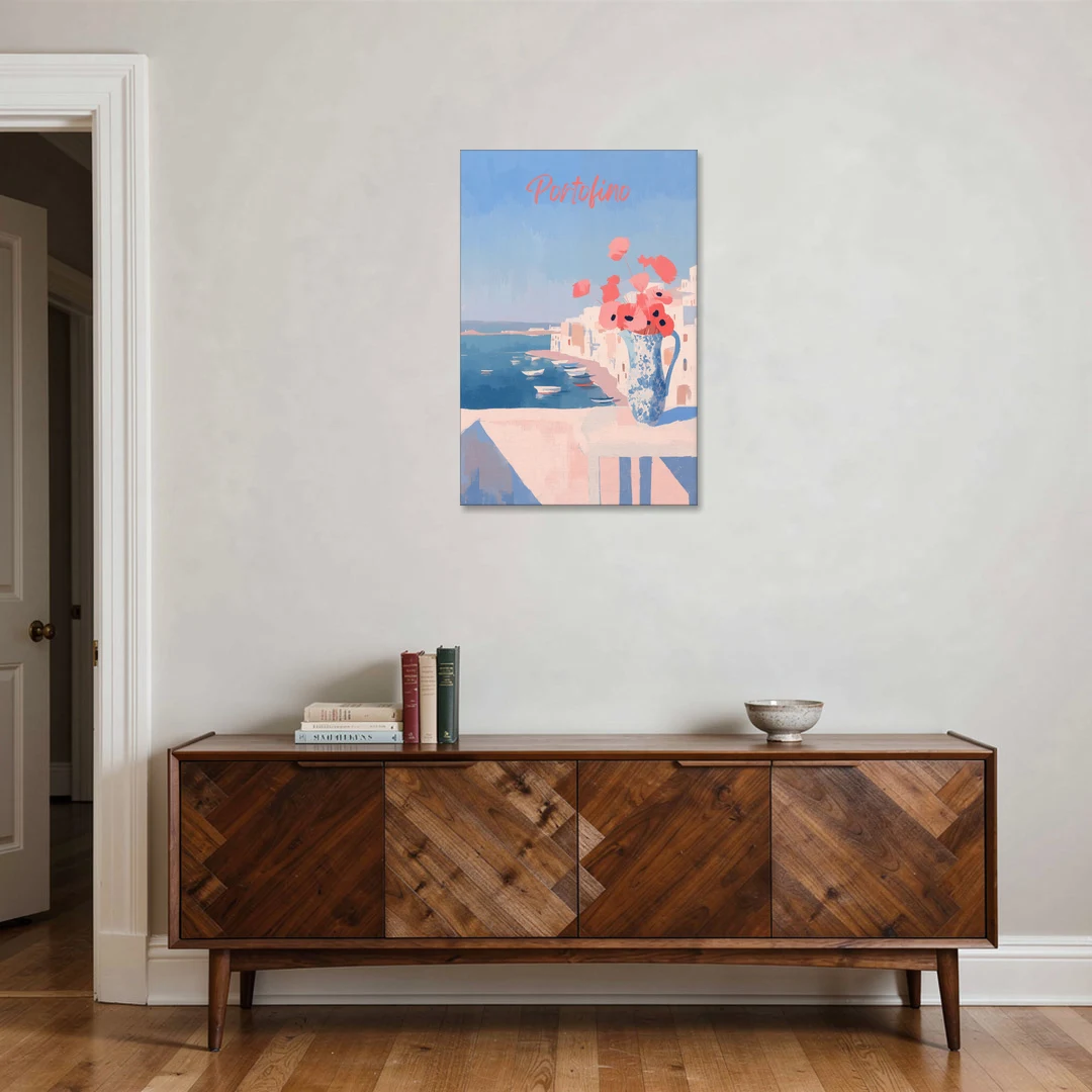 Mediterranean Painting of Poppies in Portofino - Canvas Wall Art - Coffee Table - 24x36