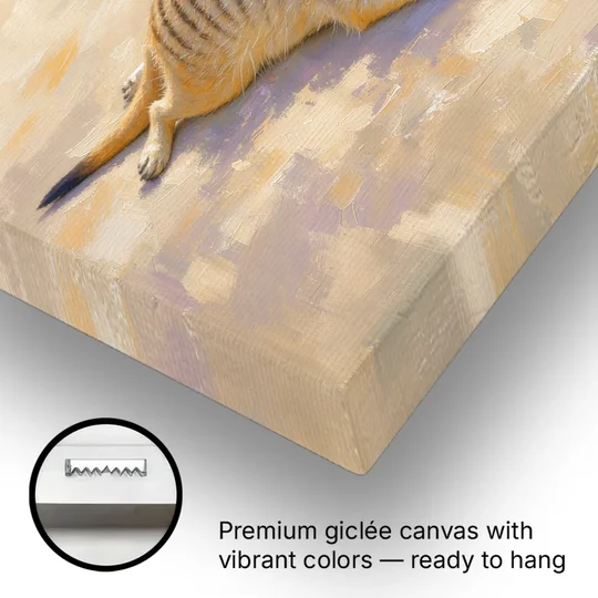 Meerkat Pup Stretched Out in the Warm Sand - Canvas Wall Art - Gallery Wrap Corner