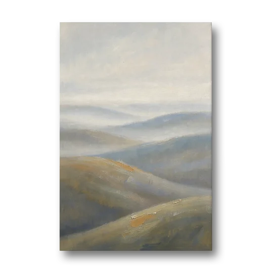 Meeting Room Decor with Misty Rolling Hills - Canvas Wall Art - Front