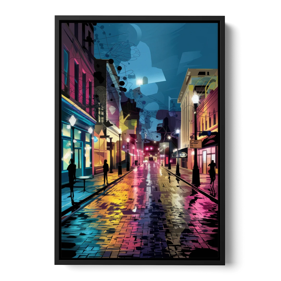 Memphis Historic Beale Street - Black Framed Canvas Wall Art - Front