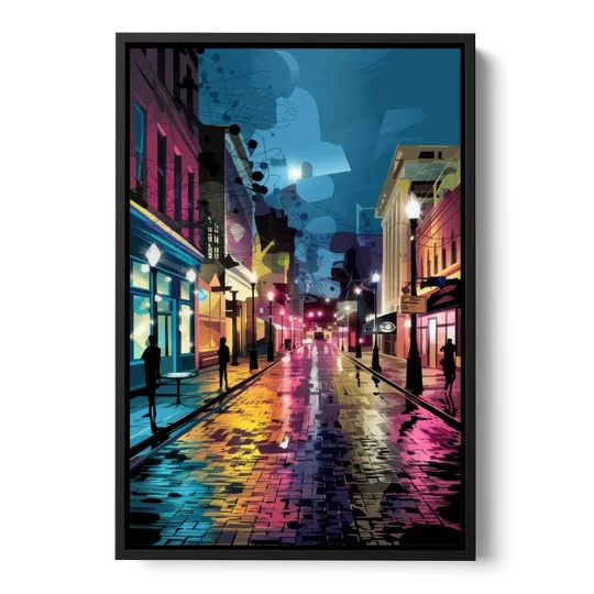 Memphis Historic Beale Street - Black Framed Canvas Wall Art - Front