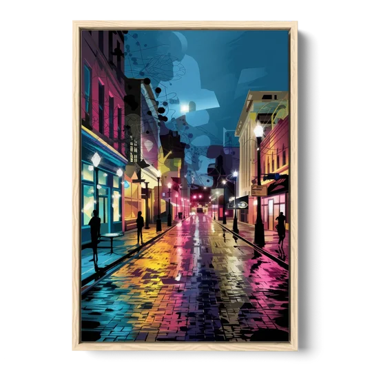 Memphis Historic Beale Street - Oak Framed Canvas Wall Art - Front