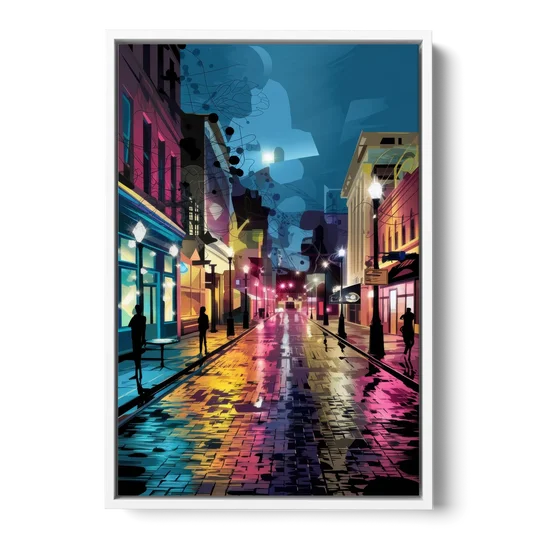 Memphis Historic Beale Street - White Framed Canvas Wall Art - Front