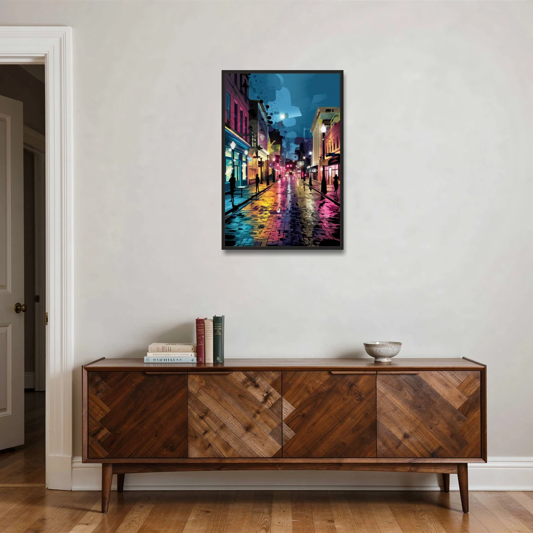 Memphis Historic Beale Street - Black Framed Canvas Wall Art - Coffee Table - 24x36
