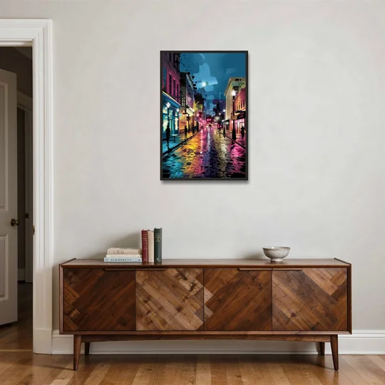 Memphis Historic Beale Street - Black Framed Canvas Wall Art - Coffee Table - 24x36