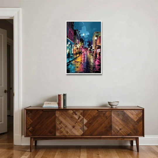 Memphis Historic Beale Street - White Framed Canvas Wall Art - Coffee Table - 24x36