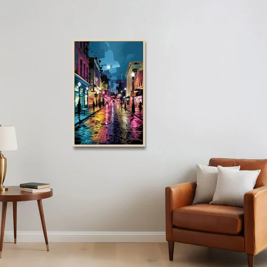 Memphis Historic Beale Street - Oak Framed Canvas Wall Art - Sofa - 24x36