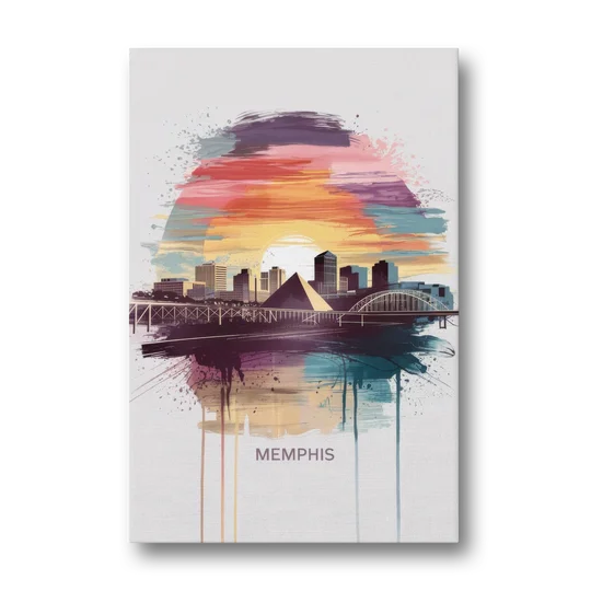 Memphis Skyline at Sunset - Canvas Wall Art - Front