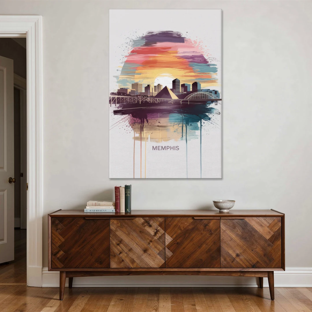 Memphis Skyline at Sunset - Canvas Wall Art - Coffee Table - 40x60