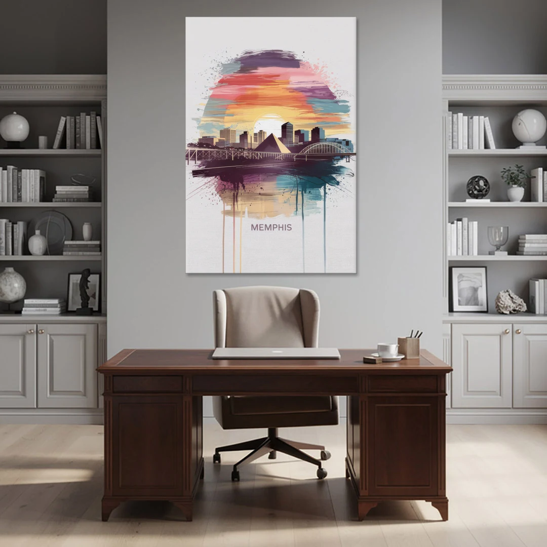 Memphis Skyline at Sunset - Canvas Wall Art - Office - 40x60
