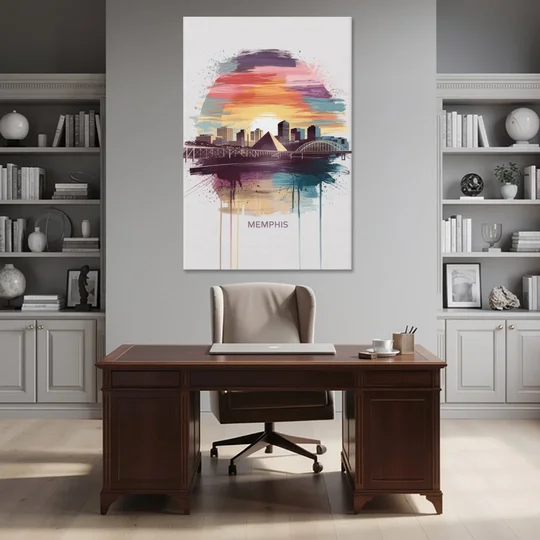 Memphis Skyline at Sunset - Canvas Wall Art - Office - 40x60