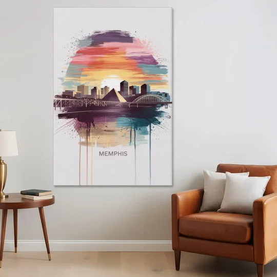 Memphis Skyline at Sunset - Canvas Wall Art - Sofa - 40x60