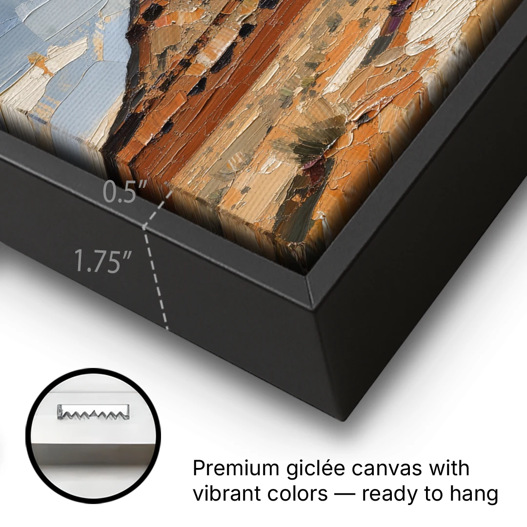 Men's Office Desert Mesa Under Slate Sky - Black Framed Canvas Wall Art - Gallery Wrap Corner