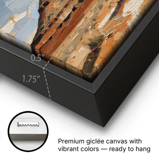 Men's Office Desert Mesa Under Slate Sky - Black Framed Canvas Wall Art - Gallery Wrap Corner
