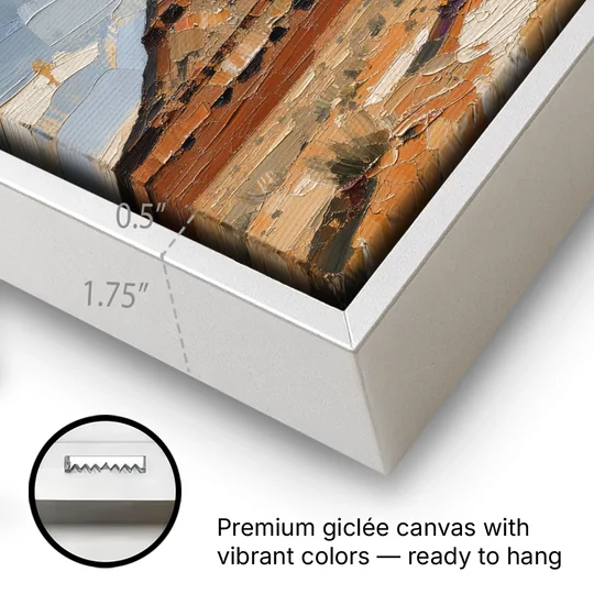 Men's Office Desert Mesa Under Slate Sky - White Framed Canvas Wall Art - Gallery Wrap Corner