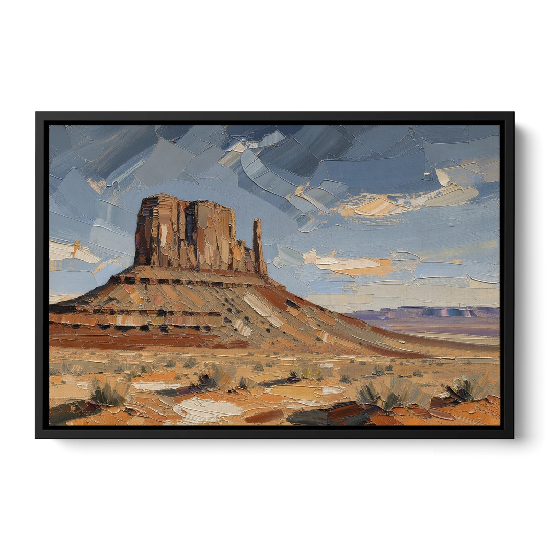 Men's Office Desert Mesa Under Slate Sky - Black Framed Canvas Wall Art - Front