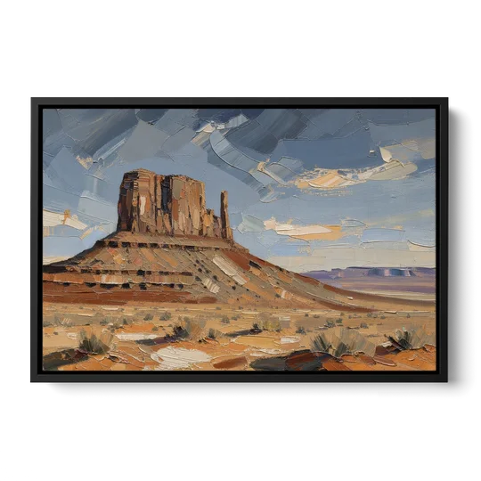 Men's Office Desert Mesa Under Slate Sky - Black Framed Canvas Wall Art - Front