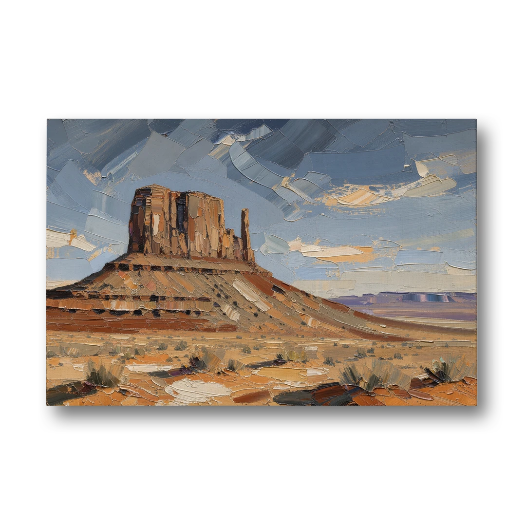 Men's Office Desert Mesa Under Slate Sky - Canvas Wall Art - Front