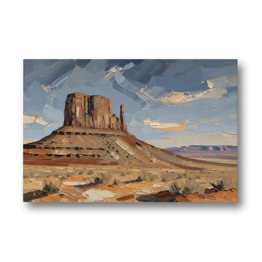 Men's Office Desert Mesa Under Slate Sky - Canvas Wall Art - Front