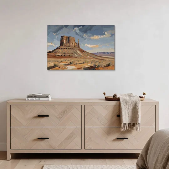 Men's Office Desert Mesa Under Slate Sky - Canvas Wall Art - Coffee Table - 36x24