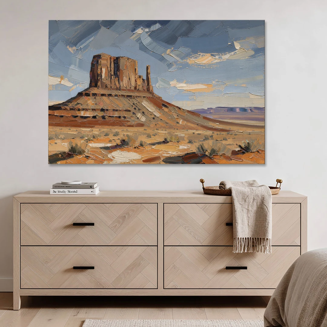 Men's Office Desert Mesa Under Slate Sky - Canvas Wall Art - Coffee Table - 60x40