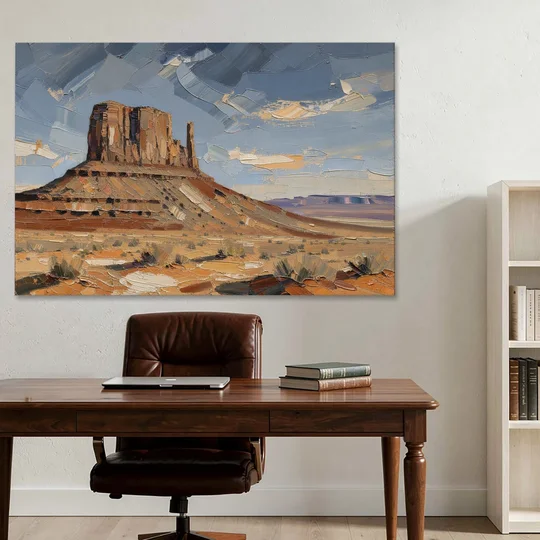 Men's Office Desert Mesa Under Slate Sky - Canvas Wall Art - Office - 60x40