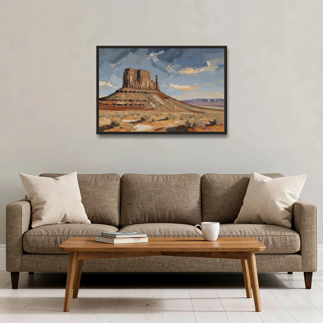 Men's Office Desert Mesa Under Slate Sky - Black Framed Canvas Wall Art - Sofa - 36x24