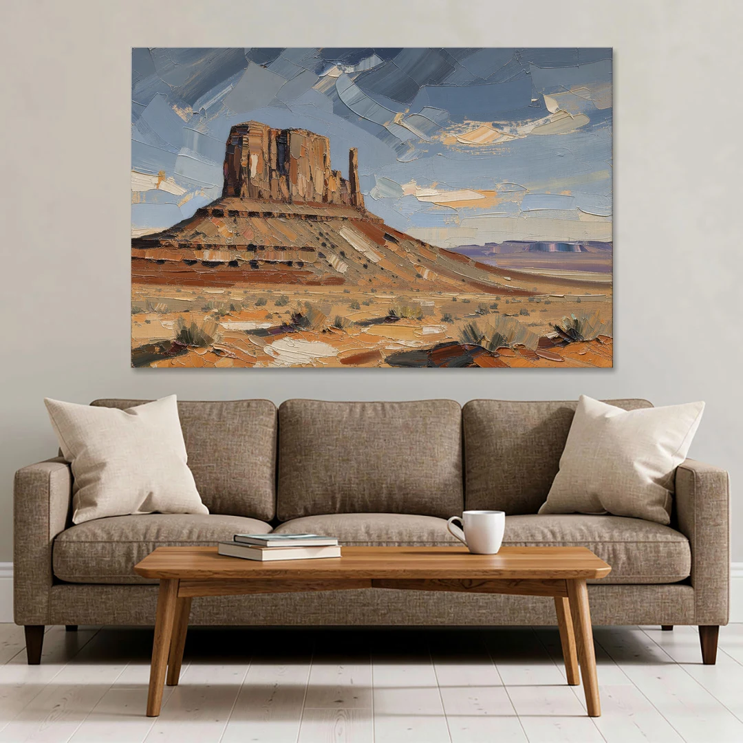 Men's Office Desert Mesa Under Slate Sky - Canvas Wall Art - Sofa - 60x40