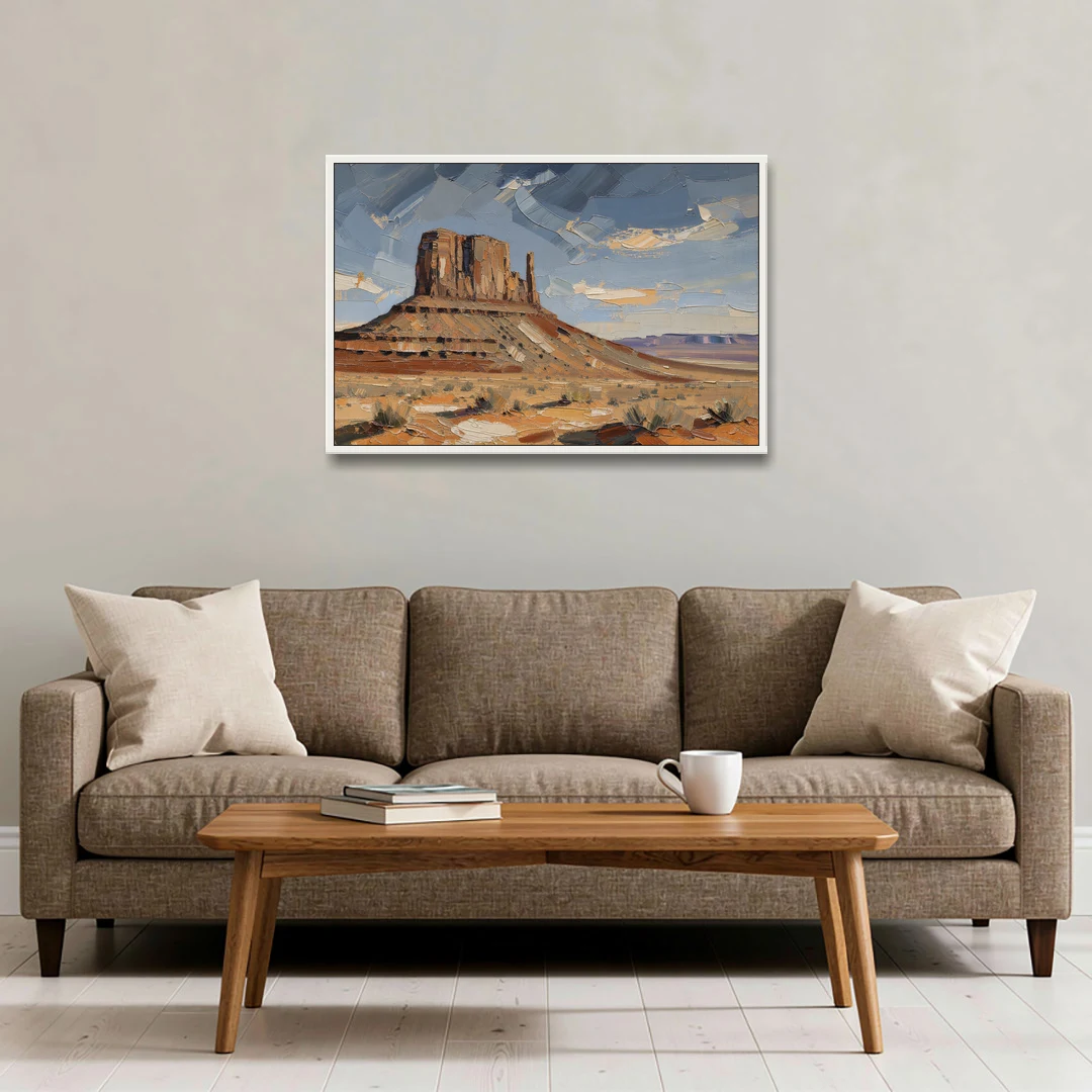 Men's Office Desert Mesa Under Slate Sky - White Framed Canvas Wall Art - Sofa - 36x24