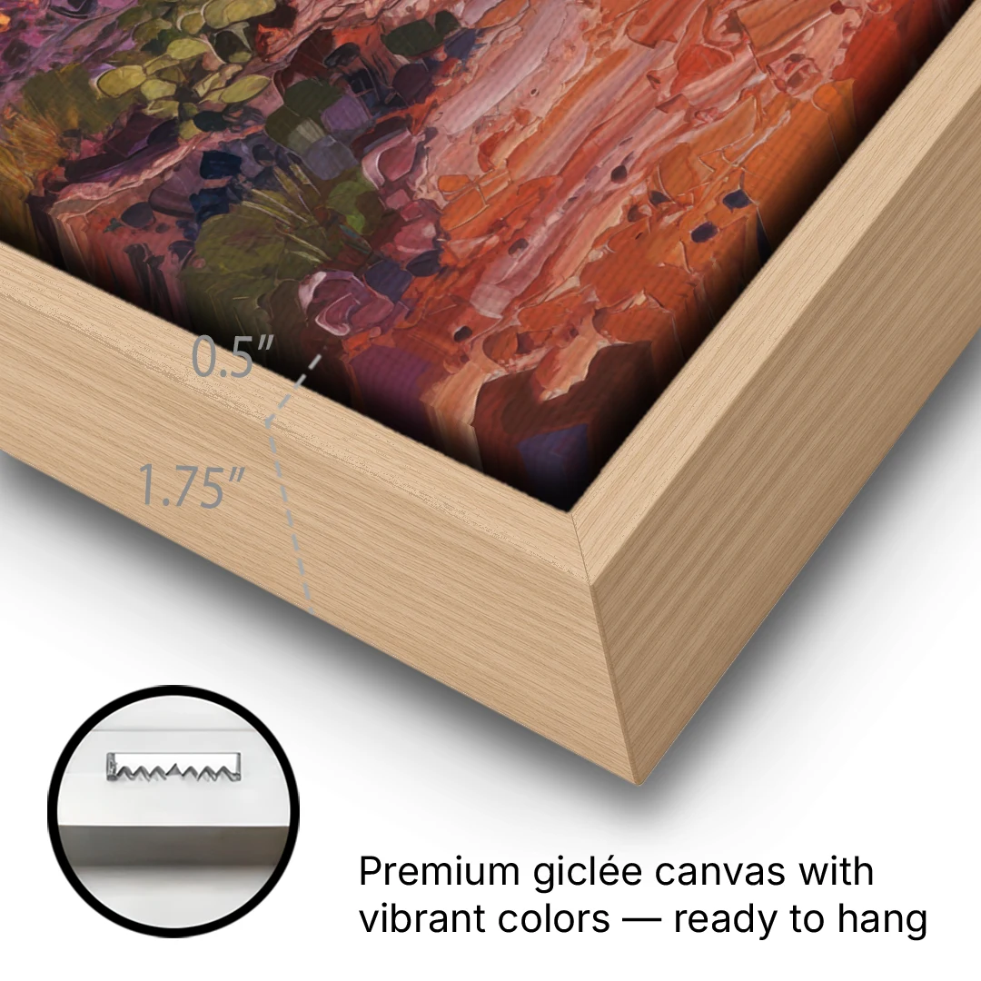 Mesa Arizona Trails - Oak Framed Canvas Wall Art - Gallery Wrap Corner