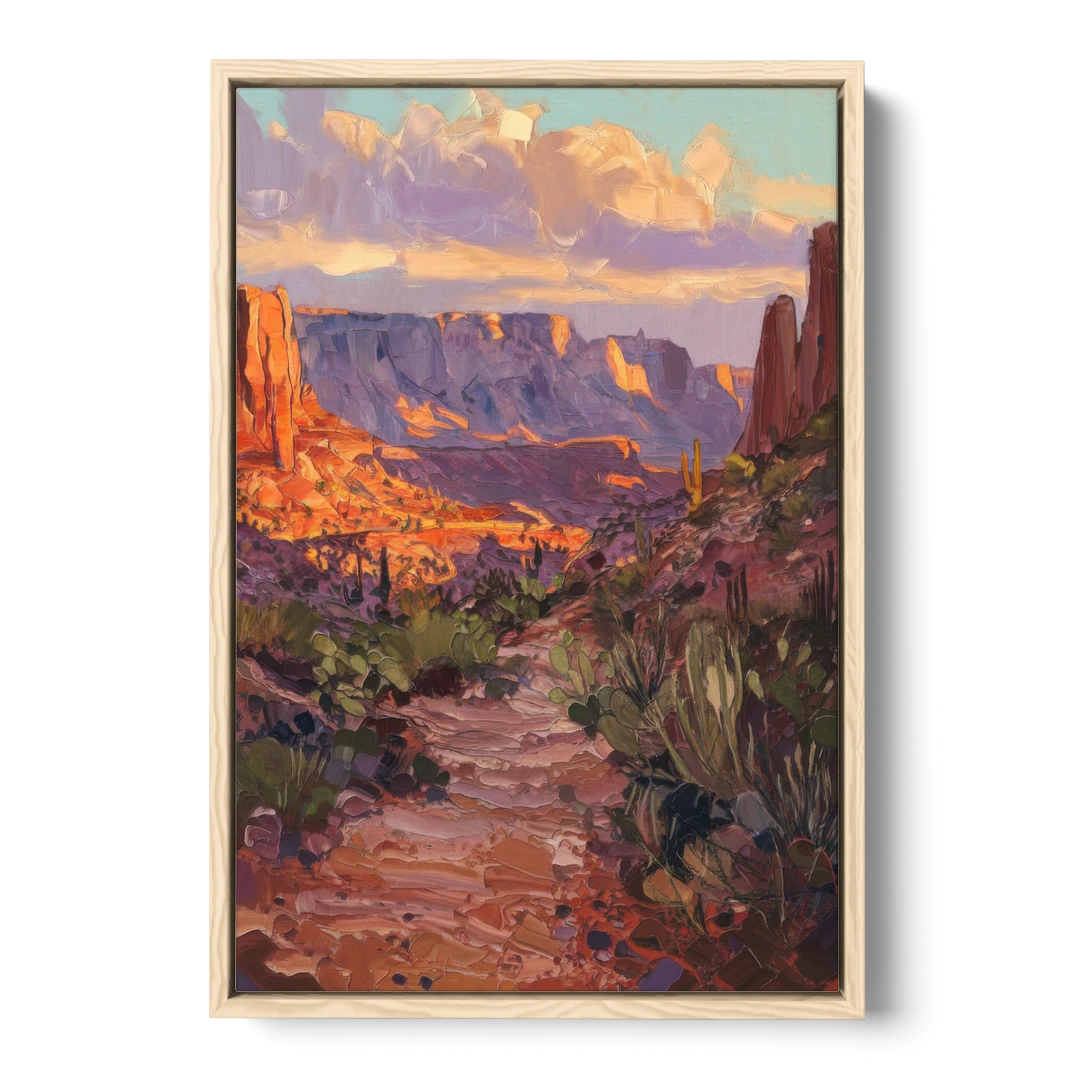 Mesa Arizona Trails - Oak Framed Canvas Wall Art - Front