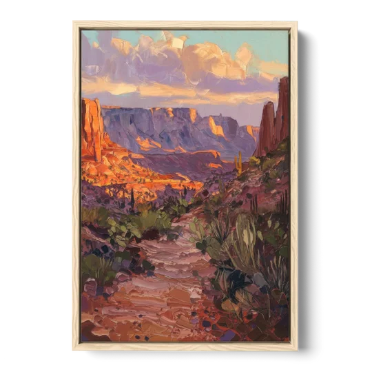 Mesa Arizona Trails - Oak Framed Canvas Wall Art - Front