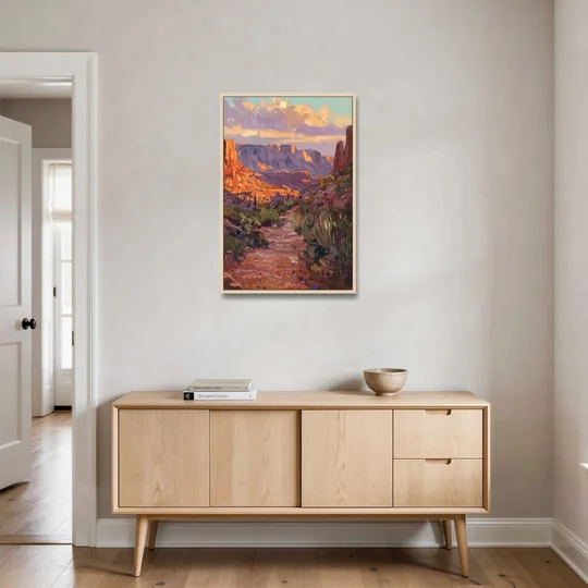 Mesa Arizona Trails - Oak Framed Canvas Wall Art - Coffee Table - 24x36