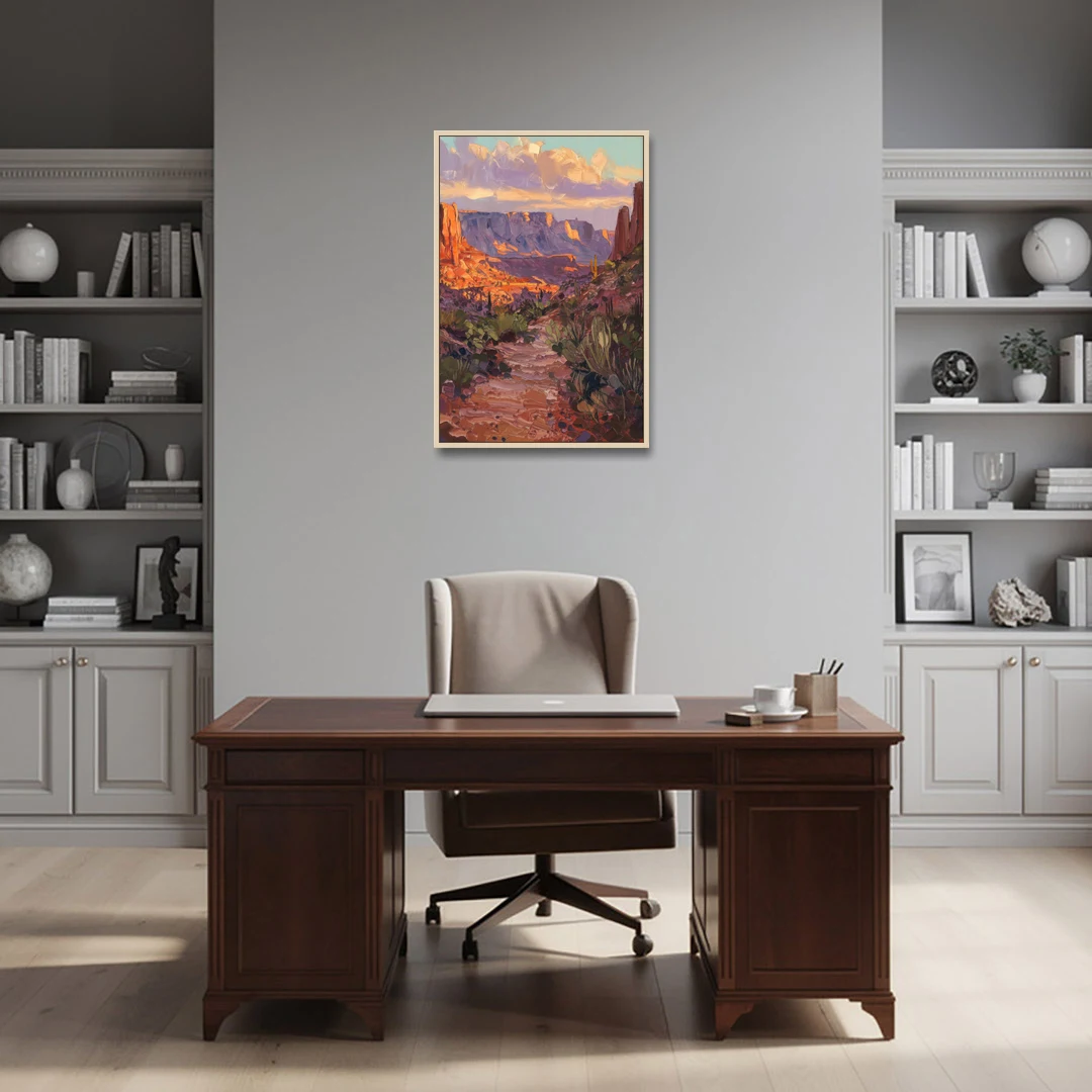 Mesa Arizona Trails - Oak Framed Canvas Wall Art - Office - 24x36