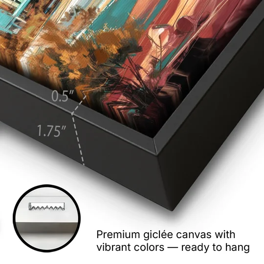 Mesa City Skyline - Black Framed Canvas Wall Art - Gallery Wrap Corner