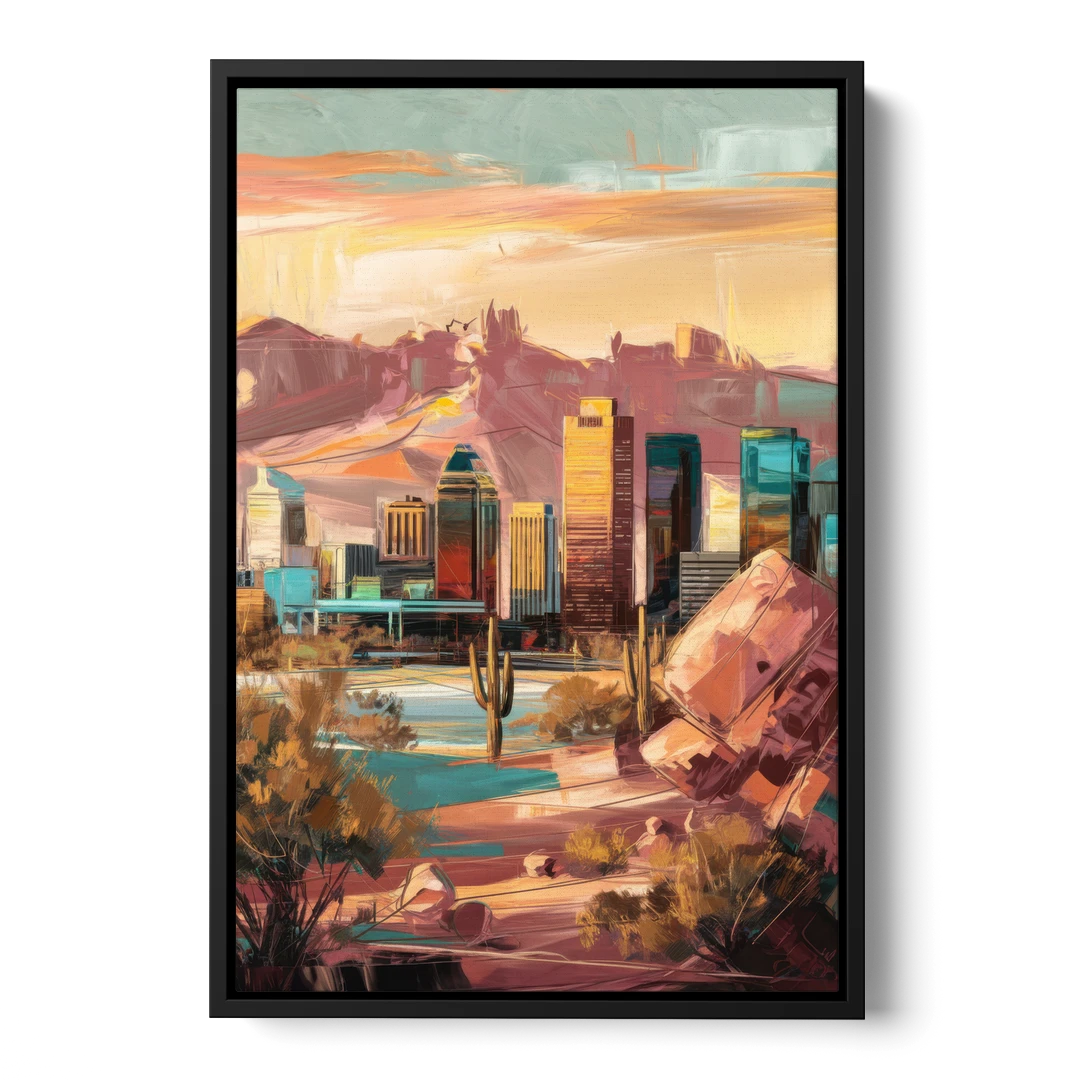 Mesa City Skyline - Black Framed Canvas Wall Art - Front