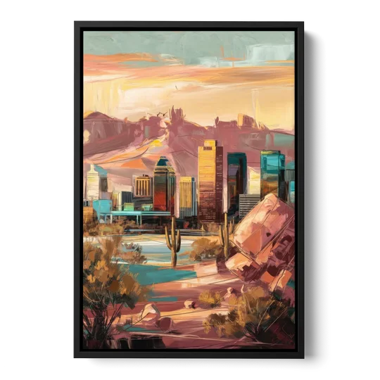 Mesa City Skyline - Black Framed Canvas Wall Art - Front