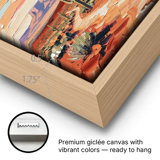 Mesa Scenic Desert - Oak Framed Canvas Wall Art - Gallery Wrap Corner