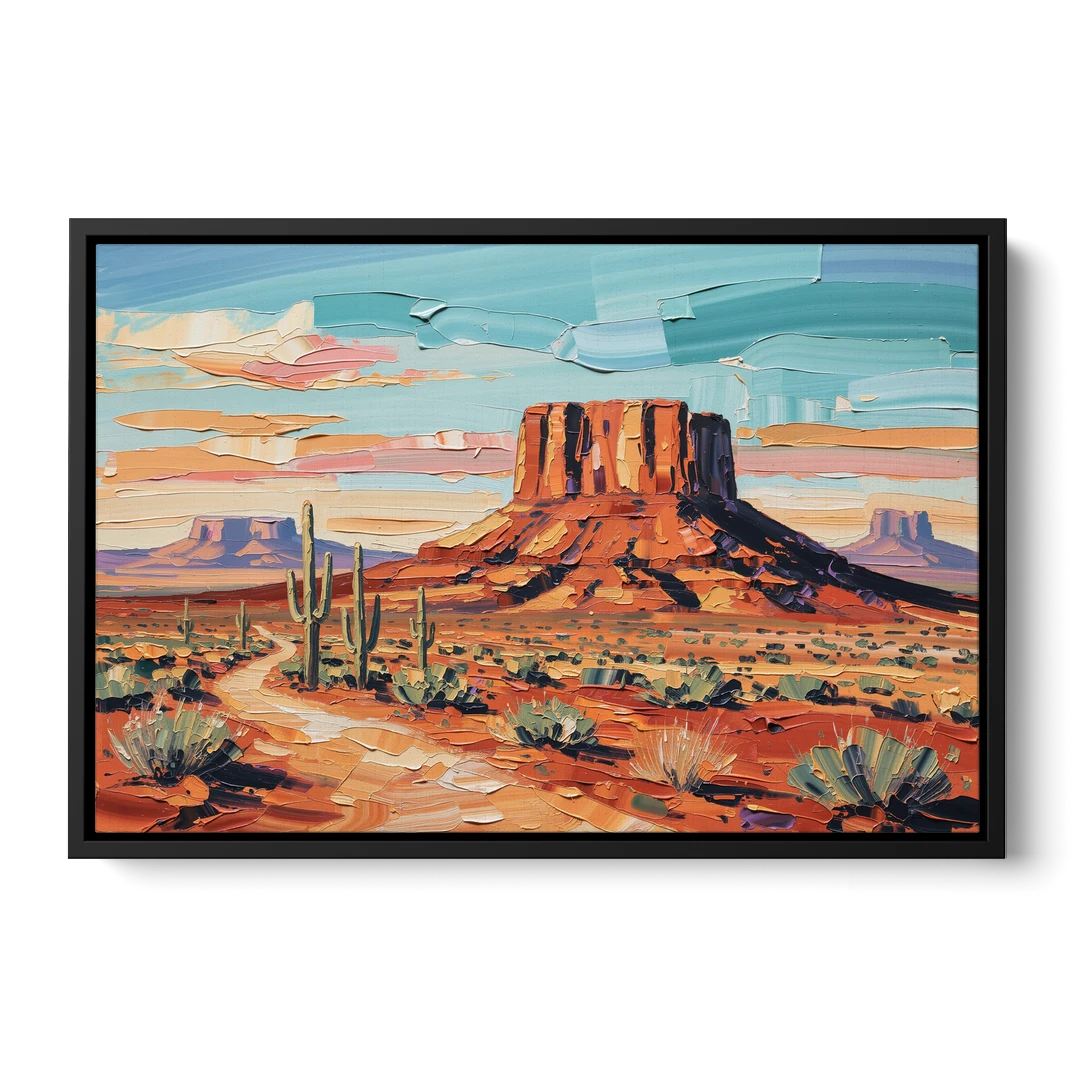 Mesa Scenic Desert - Black Framed Canvas Wall Art - Front