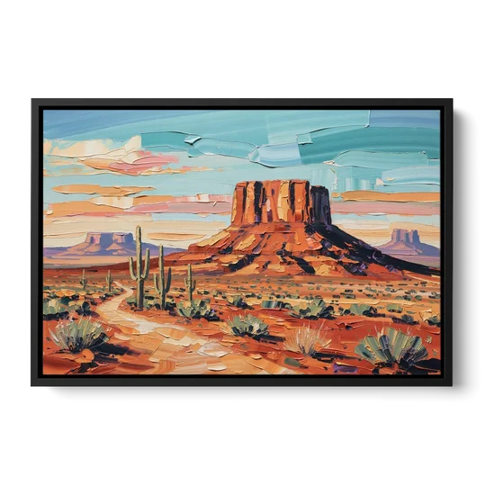 Mesa Scenic Desert - Black Framed Canvas Wall Art - Front