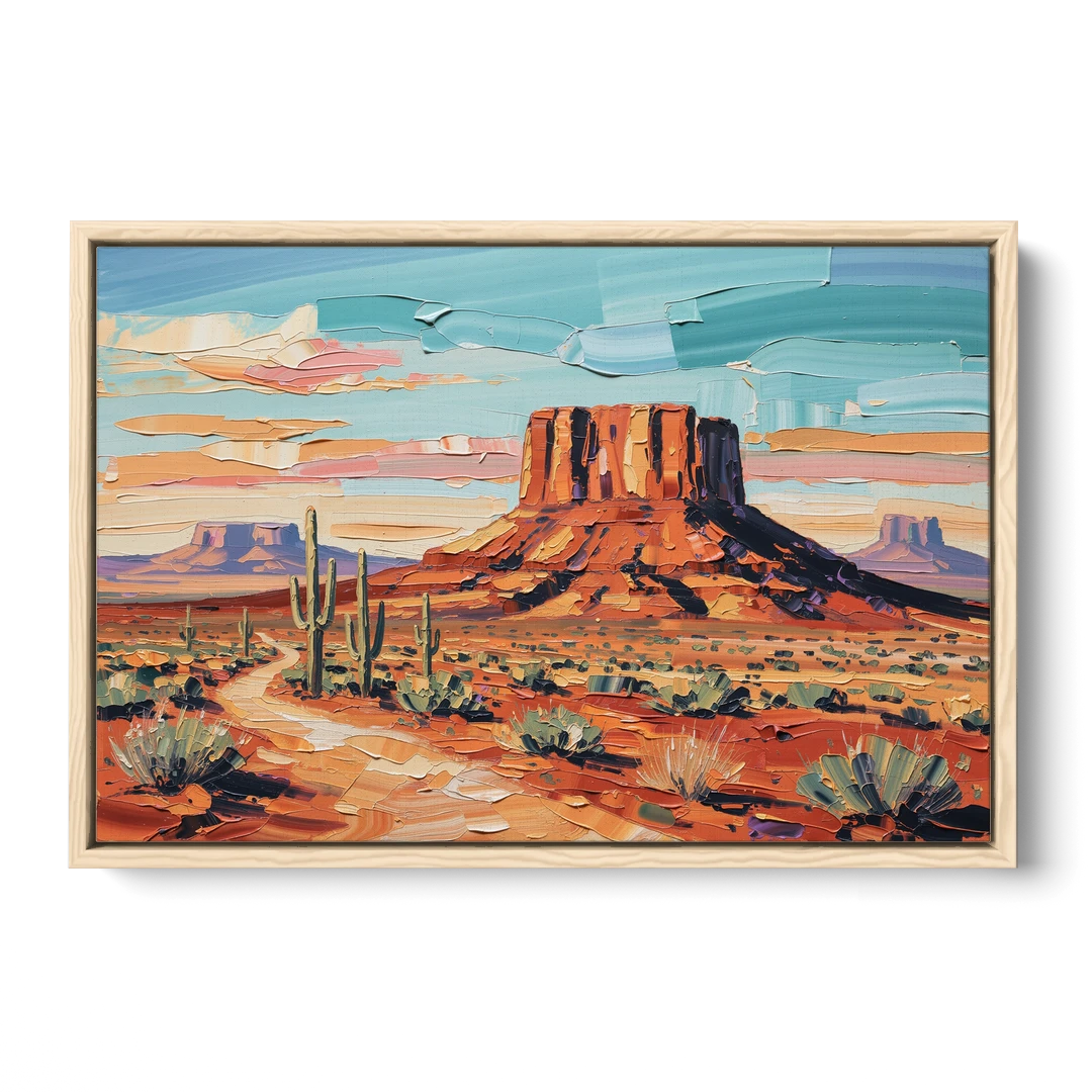 Mesa Scenic Desert - Oak Framed Canvas Wall Art - Front