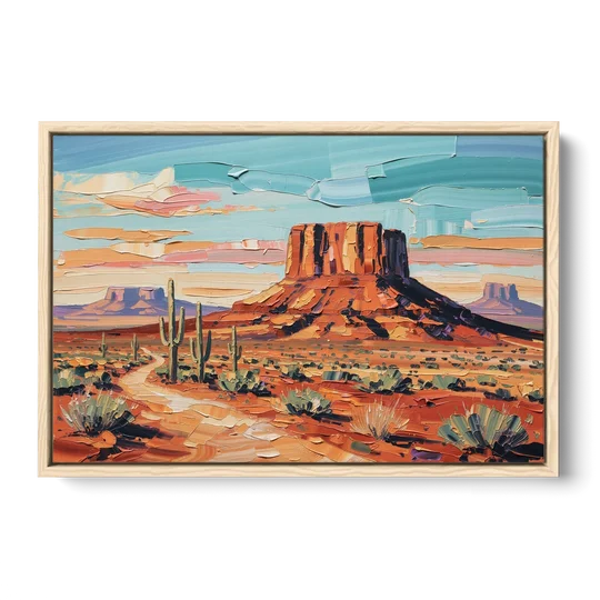Mesa Scenic Desert - Oak Framed Canvas Wall Art - Front