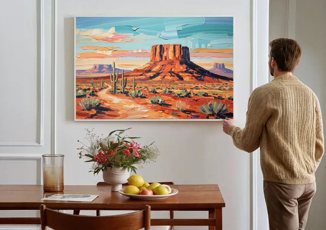 Mesa Scenic Desert canvas wall art above a dining table