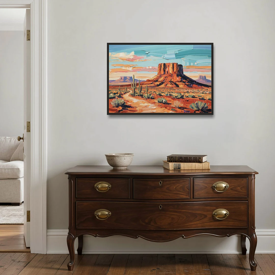 Mesa Scenic Desert - Black Framed Canvas Wall Art - Coffee Table - 36x24